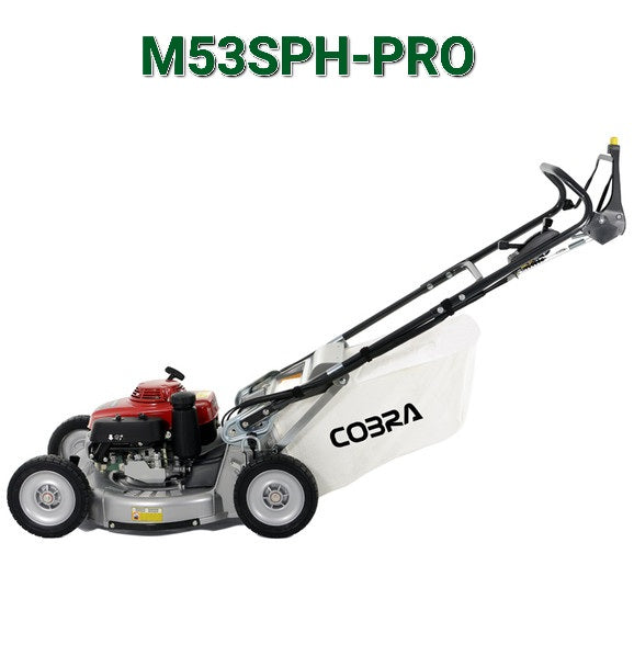 Cobra M53sph-PRO walk behind mower viewed from the left side.