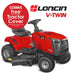 Red cobra lawn tractor with Cobra and Loncin branding on a white background