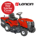 Red and gray Cobra tractor with Loncin branding and promotional text on a white background