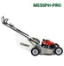 Cobra M53SPH-PRO push along mower viewed from the right hand side.