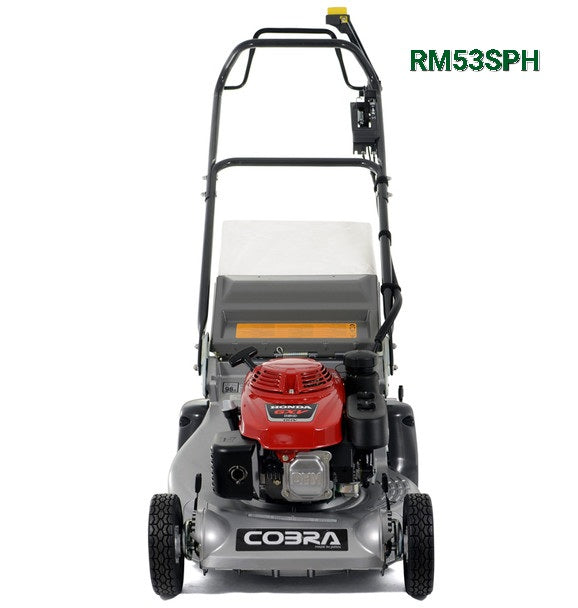  Cobra RM53SPH push along lawn mower on a white background with model number RM53SPH.