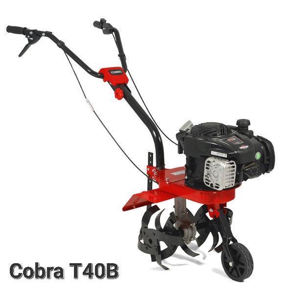 Cobra T40B domestic cultivator right hand side view against a white background.