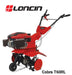 A red and black LONCIN Cobra T60RL walk-behind tillage machine shown on a white background with the LONCIN logo in the top left and model text in the bottom right.