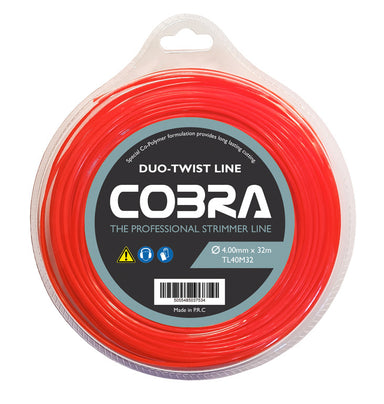 Red Cobra 4mm strimmer line on a white background