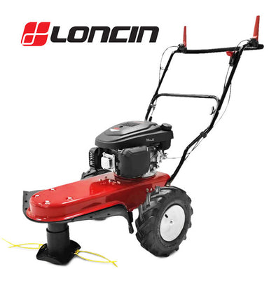 Red cobra WT60SP self propelled wheeled brush trimmer ine on a white background, featuring the Loncin brand.