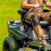 Close up of Person operating a cobra ztr42l zero turn  lawn mower on grass