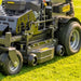 Close-up of a  cobra stand on lawn mower on grass