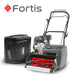 Image of Cobra Fortis 17b with grass box behind and Fortis logo on a white background
