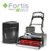 Cobra Fortis 25FTE mower with battery pack and Fortis branding on a white background