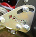  Obra Fortis stadium e4'. Close up of Roller attachment bracket with Fortis logo.