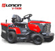 Cobra premium lawn tractor in red and black against a white background 