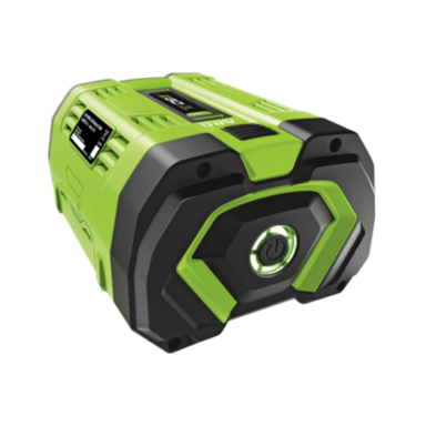A EGO 12.0ah ba6720T cordless power tool battery pack in lime green and black, shown at a three-quarter angle on a plain white background.