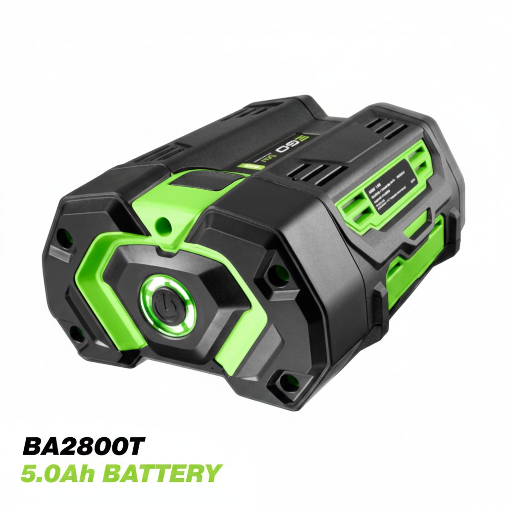 Ego BA2800T 5.0Ah BATTERY rugged black and bright green handheld device, likely a battery-powered tool or scanner, shown on a plain white background.