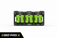 Ego PGX3000D 3-PORT DOCK. A 4-pack Li-ion battery charger dock with four bright green and black cordless batteries, branded EAGLE and FX3000D, on a solid white background.