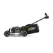 A commercial-grade electric lawnmower by EGO Commercial, featuring a black and silver body with bright green accents, shown from a three-quarters angle on a solid white background.