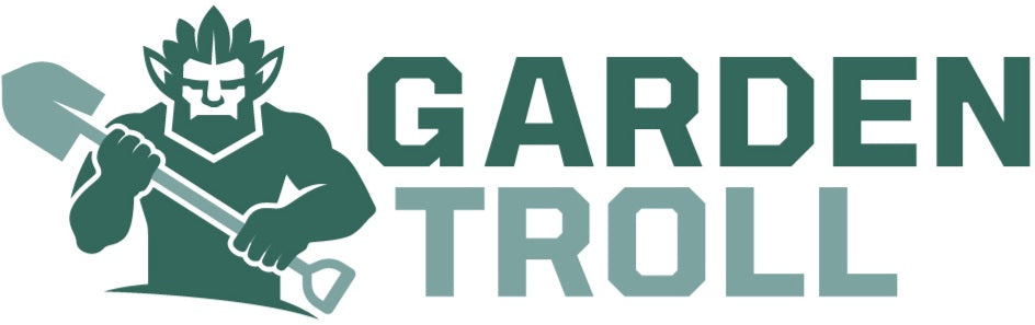 Logo of Garden Troll with a stylized troll character holding a shovel on a white background.