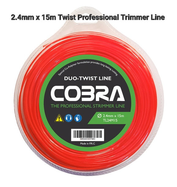 Cobra professional duo twist 2.4mm trimmer line on a 15m spool on a white background