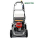 Cobra M53HST-PRO walk behind lawnmower viewed from the front.