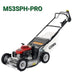 Cobra m53sph-pro push along mower against a white background 