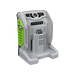 A CH7000E 700W RAPID+ CHARGER gray and green Ego battery charger or battery unit shown on a plain white background. The device has a rugged, industrial design with a gray body, bright green side panel, black top control panel, and a central battery compartment.